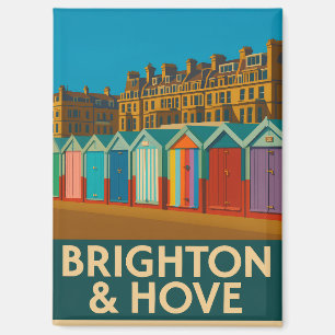Brighton Beach Huts – Kleurrijke Zeedruk Magneet