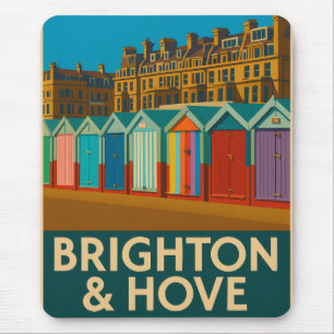 Brighton Beach Huts – Kleurrijke Zeedruk Muismat