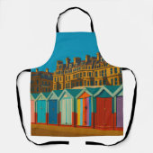 Brighton Beach Huts – Kleurrijke Zeedruk Schort (Voorkant)