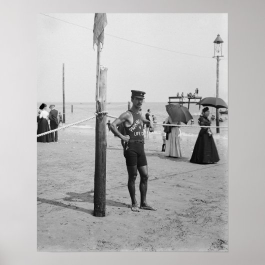 Brighton Beach Life Guard, 1906.  foto Poster (Voorkant)