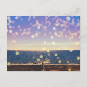 Brighton Beach met gloeiende lichten Feestdagenkaart