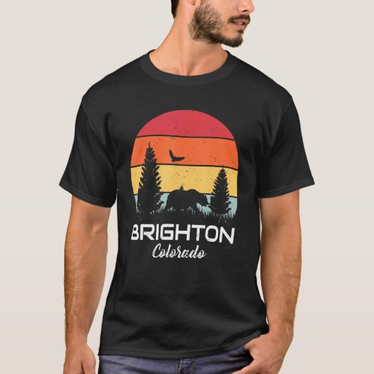 Brighton Colorado Mountain Forest Retro Sunset T-shirt (Voorkant)