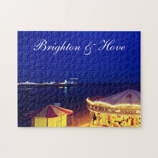 Brighton en Hove Beach bij nacht Legpuzzel (Horizontaal)
