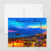 Brighton en Hove Beach & Sunset Digital Painting Briefkaart (Voorkant / Achterkant)