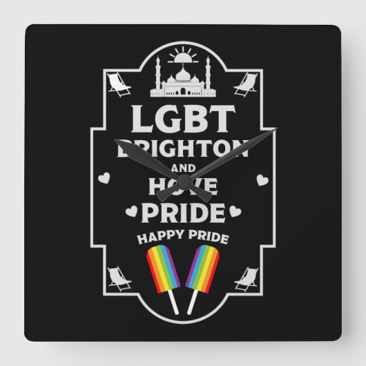 Brighton en Hove Pride Vierkante Klok (Voorkant)