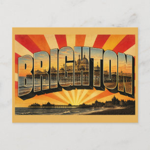 Brighton Engeland Vintage Reis Kunst Briefkaart