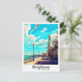 Brighton Engeland Vintage Travel Portrait Briefkaart (Staand voorkant)