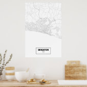 Brighton, Engeland (zwart op wit) Poster (Keuken)