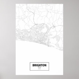 Brighton, Engeland (zwart op wit) Poster