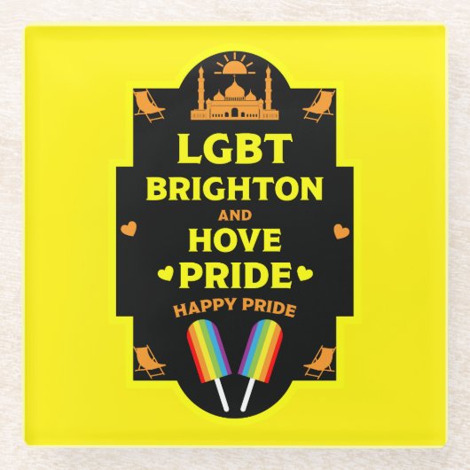 Brighton Gay Pride Glazen Onderzetter (Voorkant)