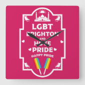 Brighton Gay Pride Vierkante Klok (Voorkant)