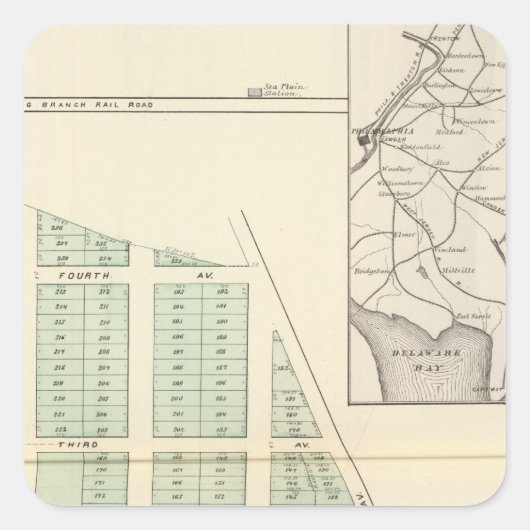 Brighton Land Association, aangrenzende Leermeer Vierkante Sticker (Voorkant)