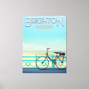 Brighton, Oost Sussex vintage poster. Canvas Afdruk