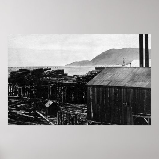 Brighton, Oregon Lumber Mills on Coast Photograp Poster (Voorkant)
