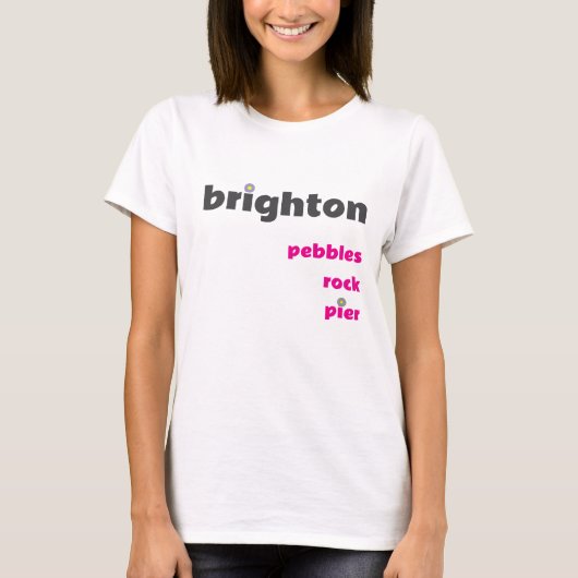 Brighton Pebbles Rock Pier W T-shirt (Voorkant)
