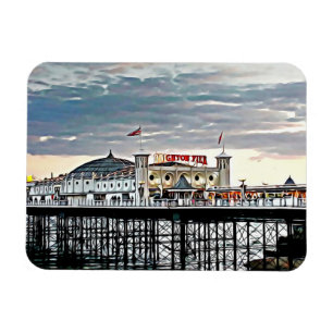 Brighton Pier & Cloudy Sky Digital Painting Magneet