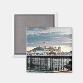 Brighton Pier & Cloudy Sky Digital Painting Magneet (Voorkant / Achterkant)