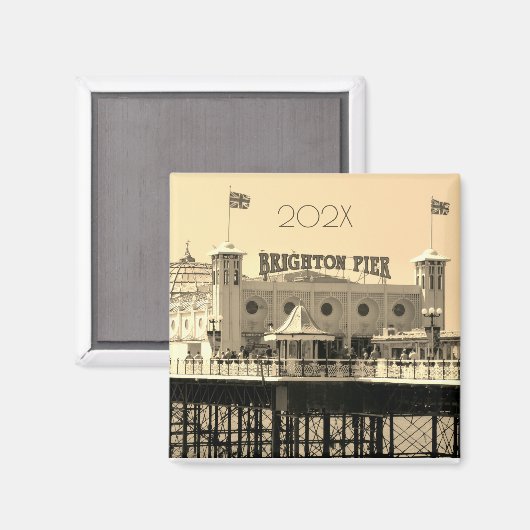 Brighton Pier ENGELAND Jaar Nieuwheid Magnet (Voorkant / Achterkant)