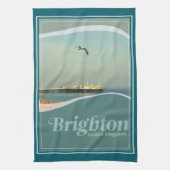 Brighton Pier Seagull Postcard Theedoek (Verticaal)