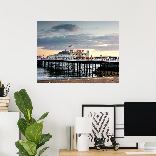 Brighton Pier Sunset Poster (Thuiskantoor)