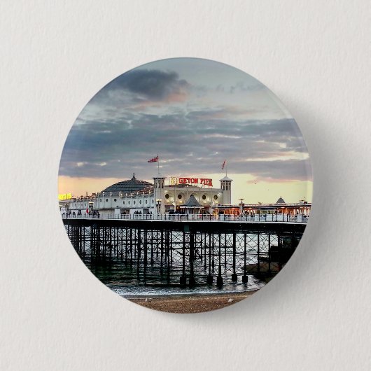 Brighton Pier Sunset Ronde Button 5,7 Cm (Voorkant)