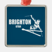 Brighton Resort Utah Skier Metalen Ornament (Voorkant)