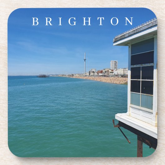 Brighton strand vanaf de pier onderzetters (Voorkant)