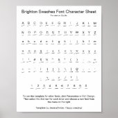 Brighton Swashes Font Karakter Blad voor Zazzle Poster (Voorkant)