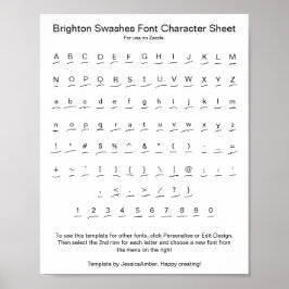 Brighton Swashes Font Karakter Blad voor Zazzle Poster