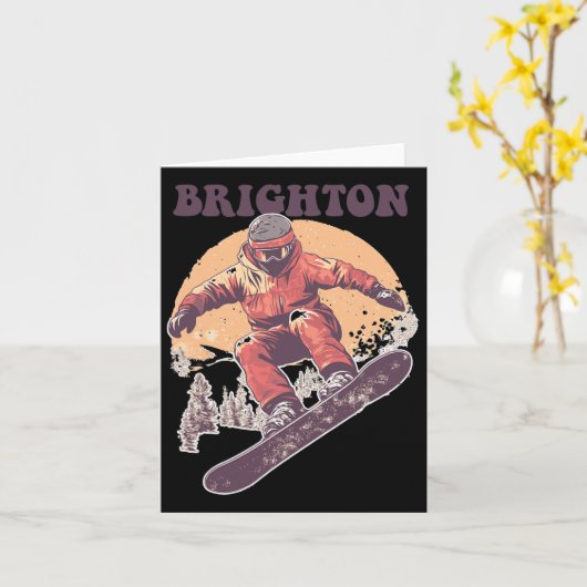 Brighton Utah Retro Snowboard Kaart (Gele Bloem)