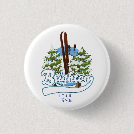 Brighton Utah ski logo Ronde Button 3,2 Cm (Voorkant)