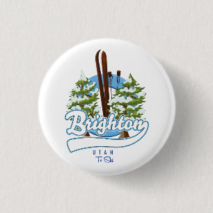 Brighton Utah to ski logo Ronde Button 3,2 Cm