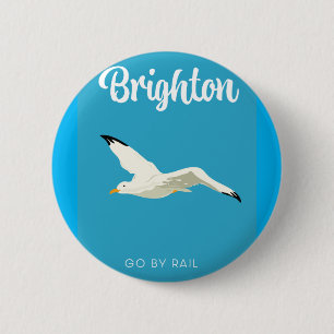 Brighton vintage reis kunst canvas print ronde button 5,7 cm