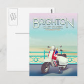 Brighton vintage union jack scooter reisposter briefkaart (Voorkant / Achterkant)
