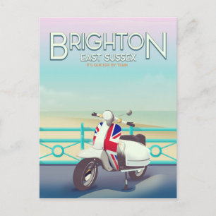 Brighton vintage union jack scooter reisposter briefkaart