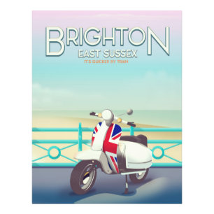 Brighton vintage union jack scooter reisposter foto afdruk