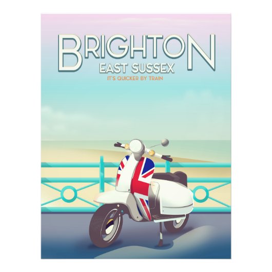 Brighton vintage union jack scooter reisposter foto afdruk (Voorkant)