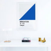 Brighton Zeemeeuw Blauw en Wit - Witte Rand Perfect Poster