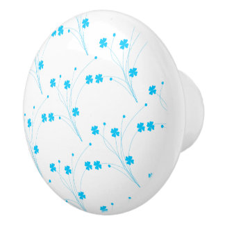 BrightStor Blue Flowers, Small Floral Print Keramische Knop