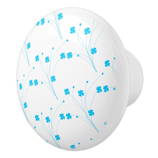 BrightStor Blue Flowers, Small Floral Print Keramische Knop (Rechts)