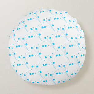 BrightStor Blue Flowers, Small Floral Print Rond Kussen