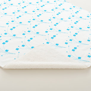 BrightStor Blue Flowers, Small Floral Print Sherpa Deken