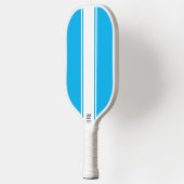 BrightStor Blue Slim White - verticale racestrepen Pickleball Paddle (Links)