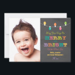 BrightStor Chalkboard Holiday Photo Card Feestdagenkaart<br><div class="desc">Voeg je favoriete afbeelding van je familie toe aan deze schattige en kleurrijke reeks lichtkrijgende vakantiekaart in heldergele, kalkgroene, blauwe, hete roze en paars tinten op een zwarte achtergrond. De achterkant is groen en wit poka stippen. In de tekst staat dat je dagen mooi en helder mogen zijn. Kunstwerk ©...</div>