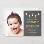 BrightStor Chalkboard Holiday Photo Card Feestdagenkaart<br><div class="desc">Voeg je favoriete afbeelding van je familie toe aan deze schattige en kleurrijke reeks lichtkrijgende vakantiekaart in heldergele, kalkgroene, blauwe, hete roze en paars tinten op een zwarte achtergrond. De achterkant is groen en wit poka stippen. In de tekst staat dat je dagen mooi en helder mogen zijn. Kunstwerk ©...</div>
