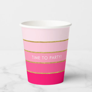  BrightStor & Gold Stripe Party Papieren Bekers
