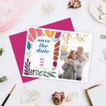 BrightStor Multicolor Floral Save the Date Photo Aankondigingskaart<br><div class="desc">BrightStor Multicolor Abstract Floral Save the Date Photo Announding Briefkaart</div>