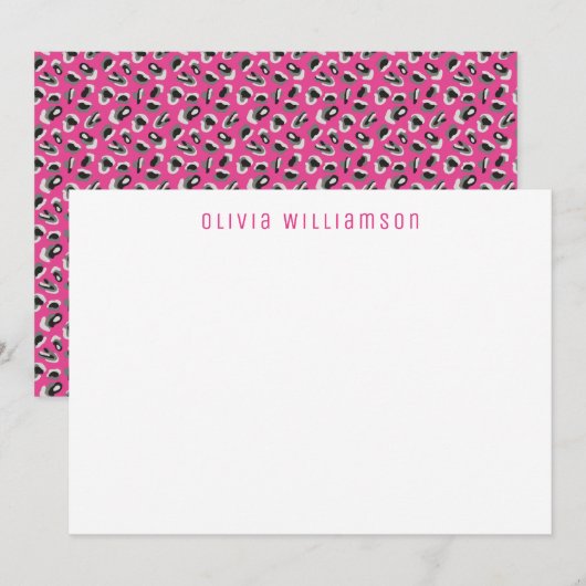 BrightStor roze Animal Print Notecard Notitiekaartje (Voorkant / Achterkant)