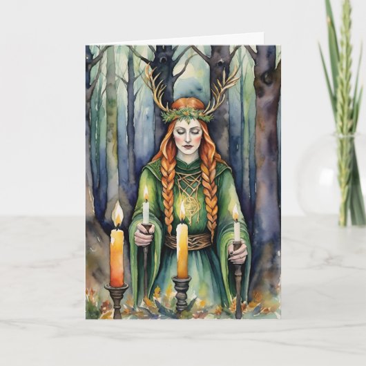 Brigid Imbolc Candlemas Forest Celtic Wiccan Feestdagen Kaart (Voorkant)