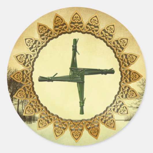 Brigid's Cross Imbolc Pagan Wiccan Vakantie Ronde Sticker (Voorkant)